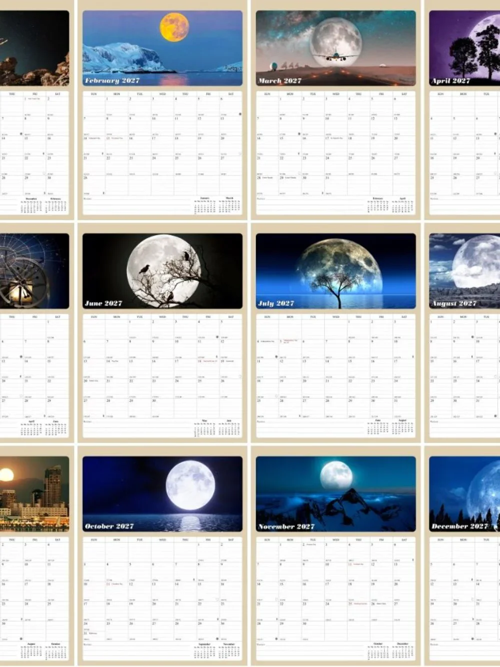 2027 Wall Calendar Spiral-bound Twin - 12 Months Planner 8.5